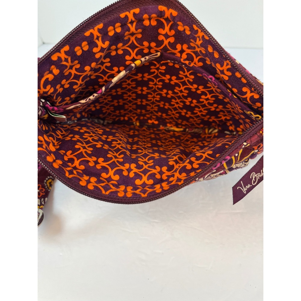 Vera Bradley Plum Crazy Paisley Quilted Cotton Crossbody Bag Purple Orange - Picture 3 of 8